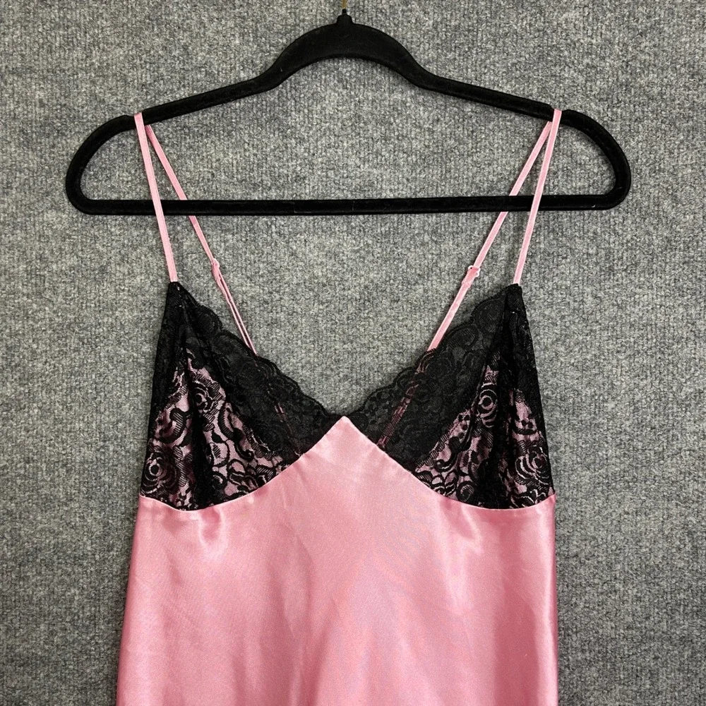 Vintage Y2K Frederick's of Hollywood Satin Slip Dress XL  Excellent Lace